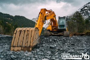 an excavator on the construction